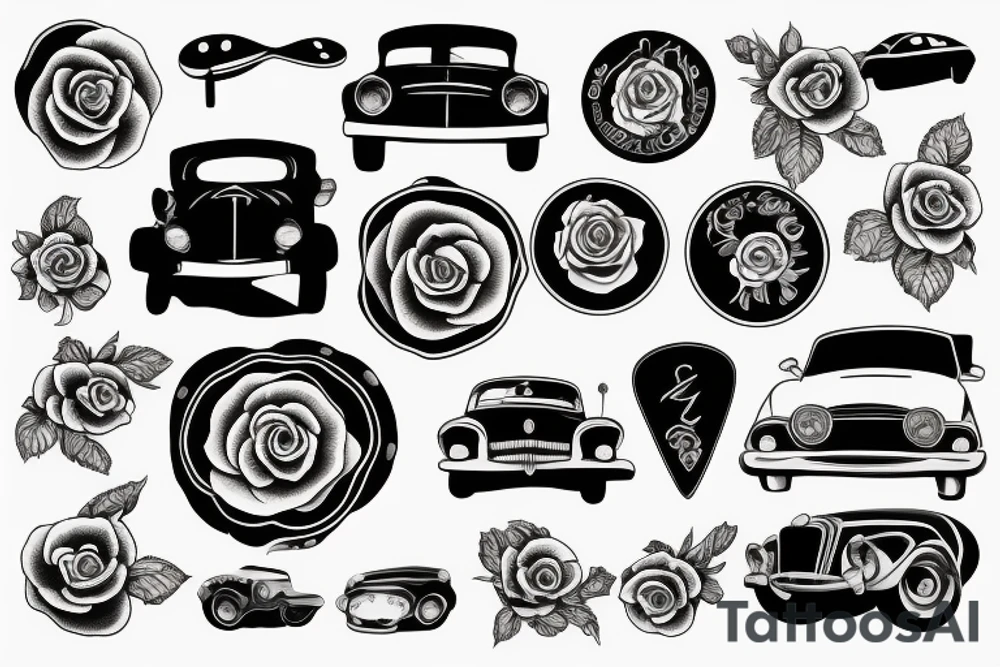 cars and rose tattoo idea