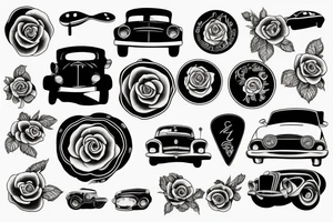 cars and rose tattoo idea