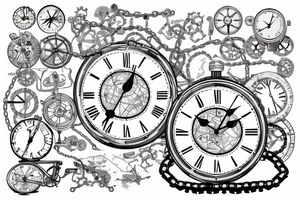 A map
A clock
A bike cog and chain
A heart
A sand timer tattoo idea