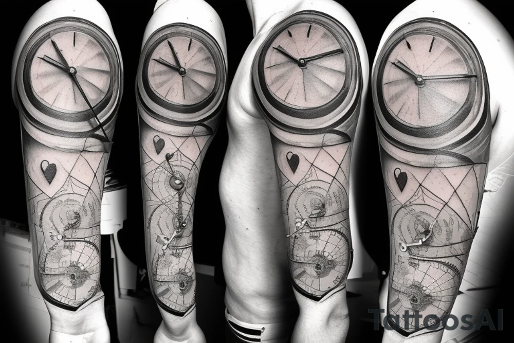 A map
A clock
A bike cog and chain
A heart
A sand timer tattoo idea