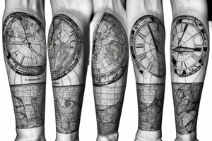 Map in a clock tattoo idea