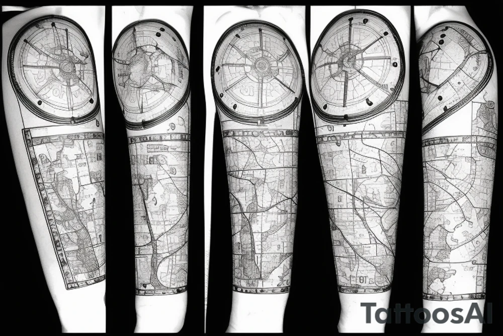 Map in a clock tattoo idea