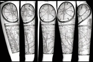 Map in a clock tattoo idea