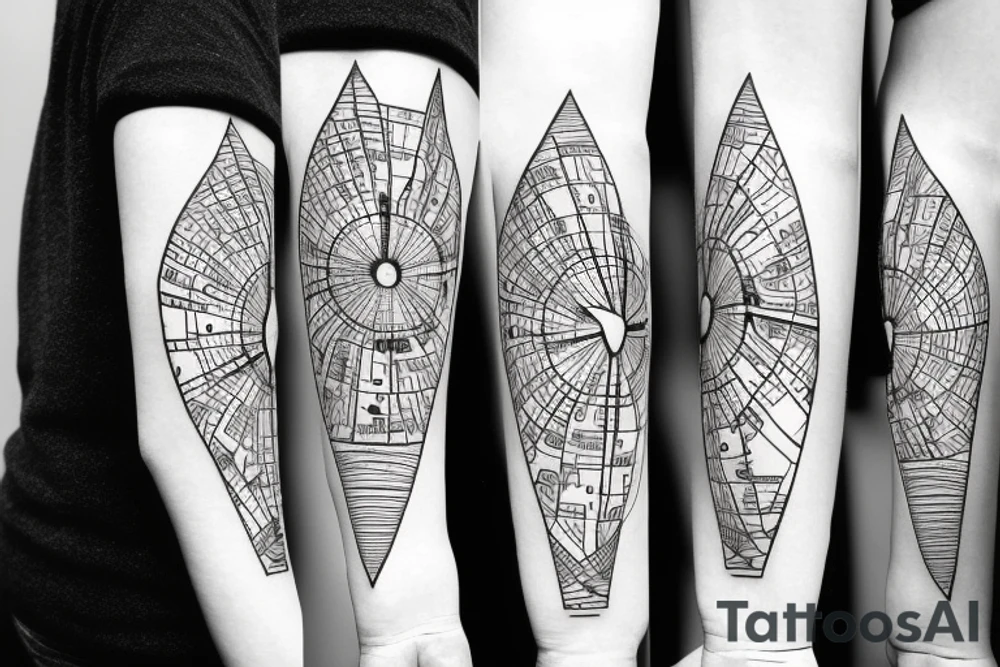 Map in a clock tattoo idea