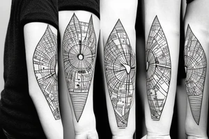 Map in a clock tattoo idea