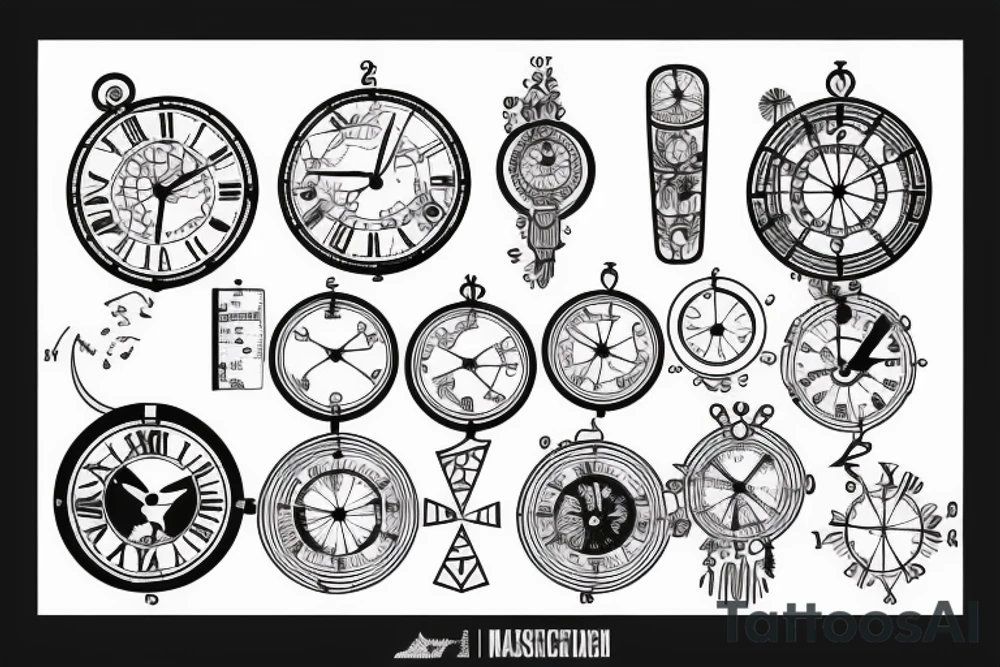 Map in a clock tattoo idea