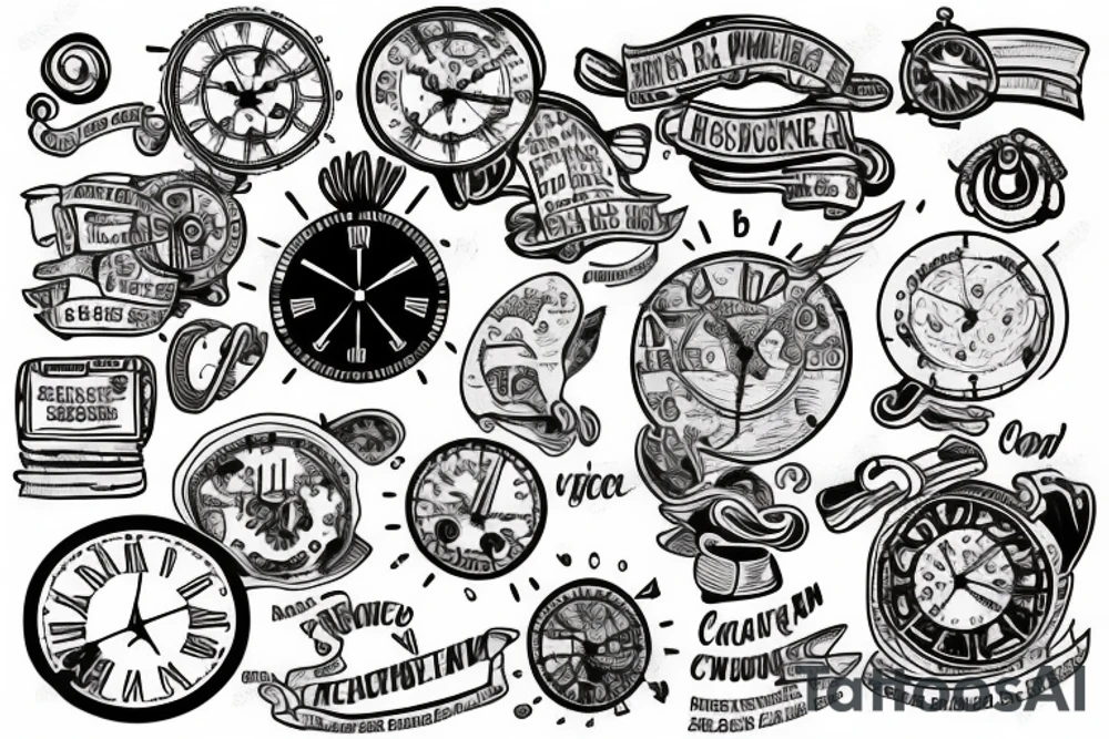Map in a clock tattoo idea