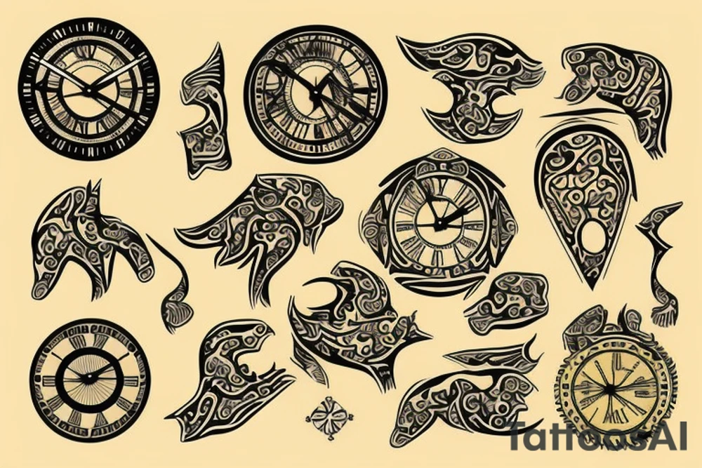 Map in a clock tattoo idea