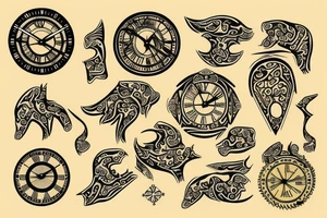 Map in a clock tattoo idea