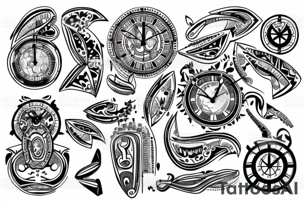 Map in a clock tattoo idea