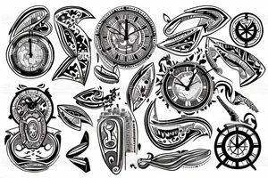 Map in a clock tattoo idea