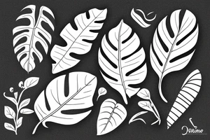 Single line style monstera leaf tattoo idea
