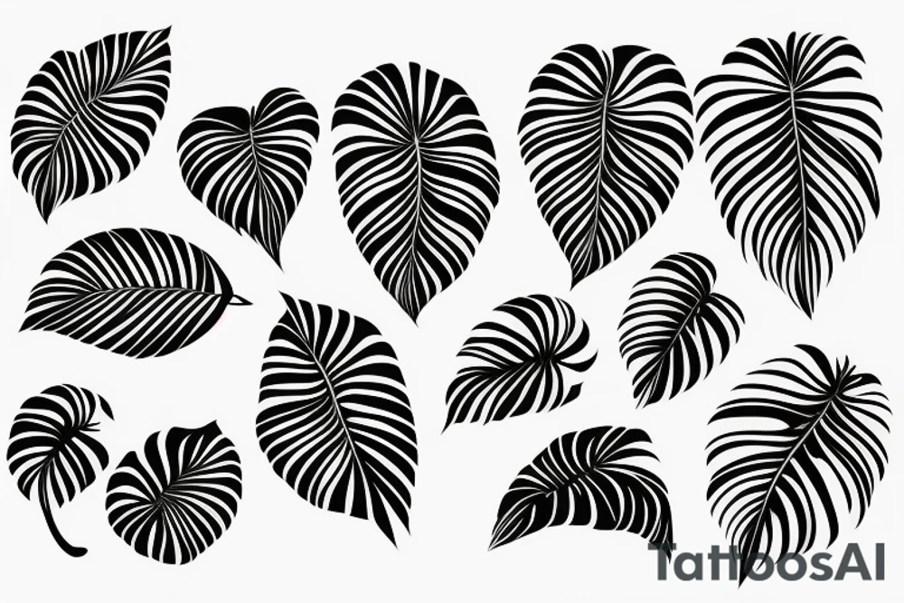 Single line style monstera leaf tattoo idea
