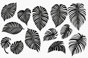 Single line style monstera leaf tattoo idea