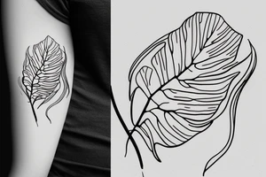 Single line style monstera leaf tattoo idea