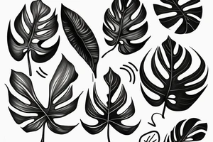 Single line style monstera leaf tattoo idea