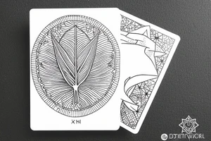 The star tarot card with water line along the edge and a starry background. Monstera deliciosa leaves in the bottom half of the card. XVII in the border. tattoo idea