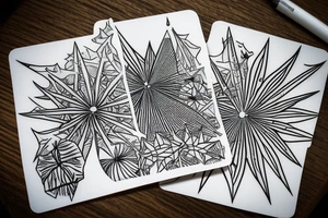 The star tarot card with water line along the edge and a starry background. Monstera deliciosa leaves in the bottom half of the card. XVII in the border. tattoo idea