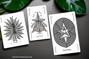 The star tarot card with water from a river along the edge and a starry background. Monstera deliciosa leaves in the bottom half of the card. XVII in the border. tattoo idea