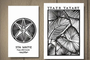 The star tarot card with water from a river along the edge and a starry background. Monstera deliciosa leaves in the bottom half of the card. XVII in the border. tattoo idea