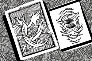 The star tarot card with water from a river along the edge and a starry background. Monstera deliciosa leaves in the bottom half of the card. XVII in the border. tattoo idea