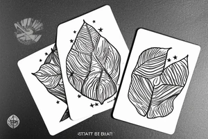 The star tarot card with water from a river along the edge and a starry background. Monstera deliciosa leaves in the bottom half of the card. XVII in the border. tattoo idea