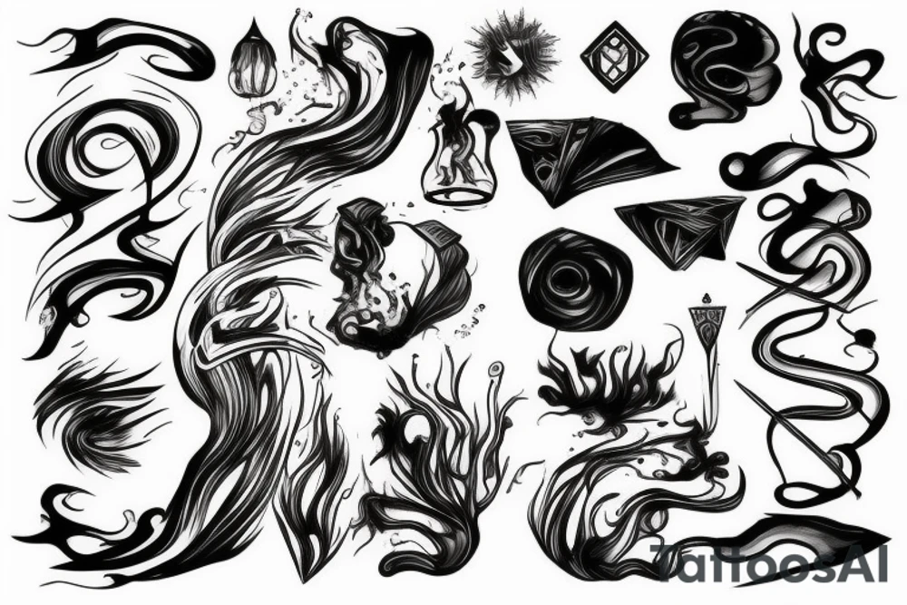 Four lines with smoke flowing around tattoo idea