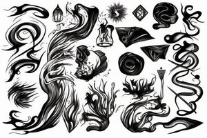Four lines with smoke flowing around tattoo idea