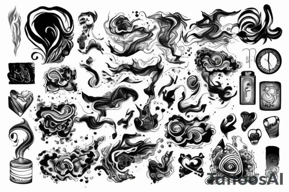 Four lines with smoke flowing around tattoo idea