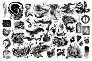 Four lines with smoke flowing around tattoo idea