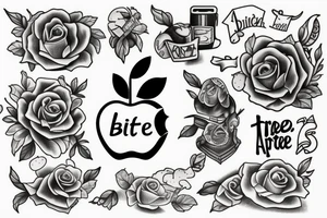 Apple with bite and the word freedom tattoo idea