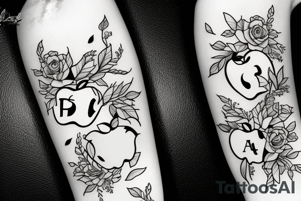 Apple with bite and the word freedom tattoo idea