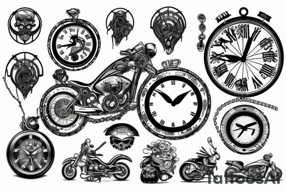 Clock bike chain tattoo idea