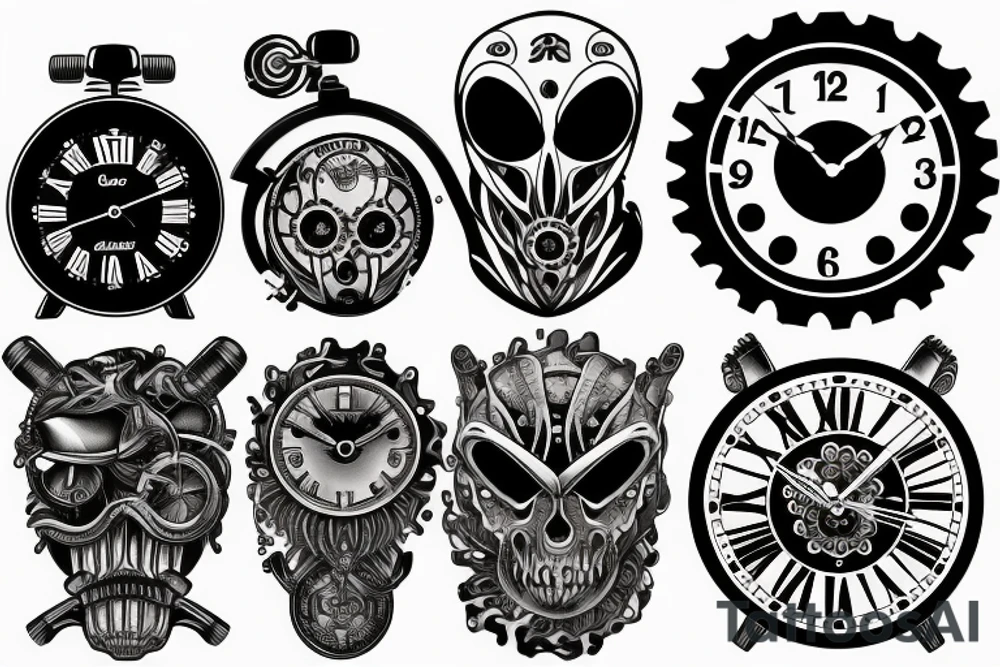 Clock bike chain tattoo idea