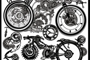 Clock roadbike cog tattoo idea
