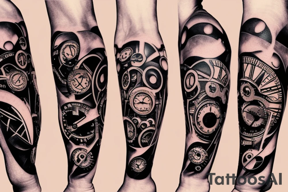 Clock roadbike cog tattoo idea