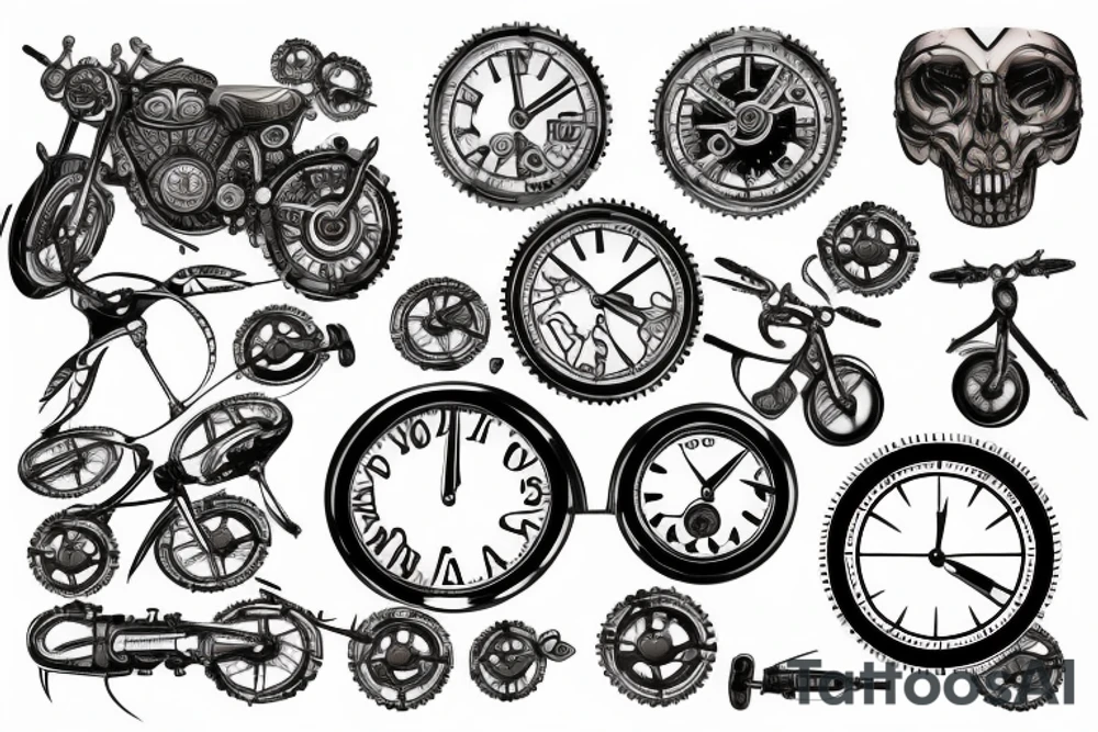 Clock road bike cog tattoo idea