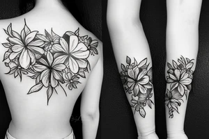 composition florale sur bras complet tattoo idea