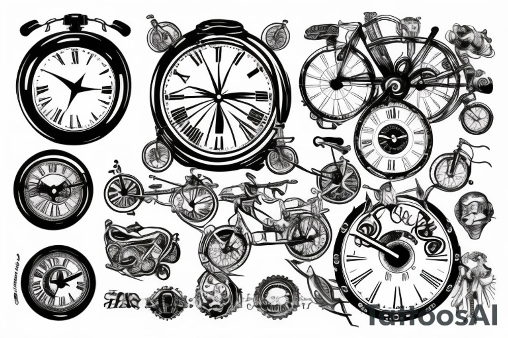 Clock 
aero bike
bike chain
map tattoo idea
