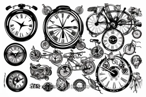 Clock 
aero bike
bike chain
map tattoo idea