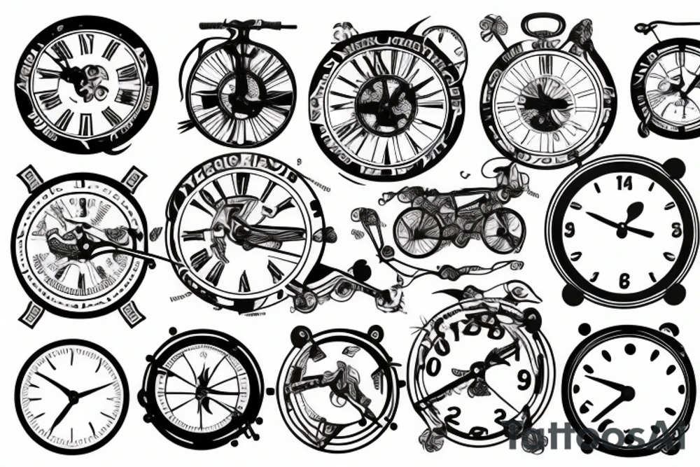 Clock 
aero bike
bike chain
map tattoo idea