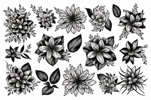 composition florale sur bras complet tattoo idea