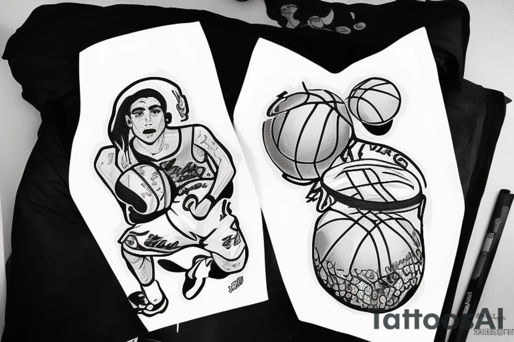Basketball with boxing glives tattoo idea