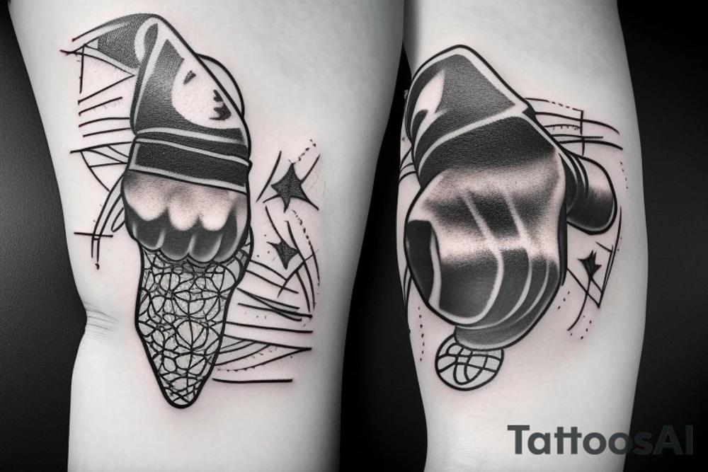 Basketball with boxing gloves tattoo idea