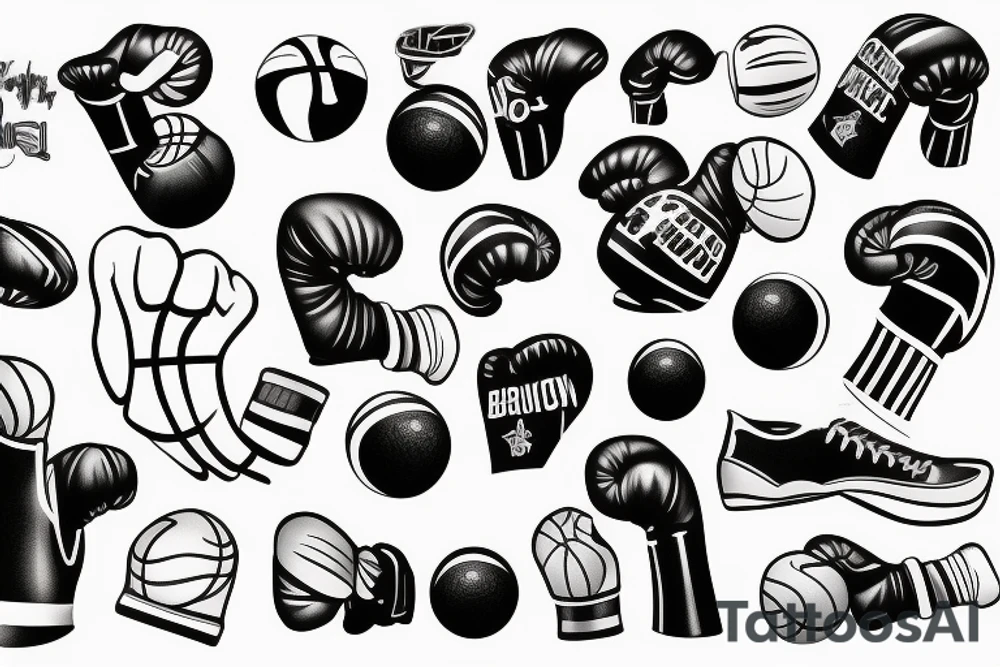 Basketball with boxing gloves tattoo idea