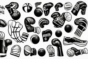 Basketball with boxing gloves tattoo idea