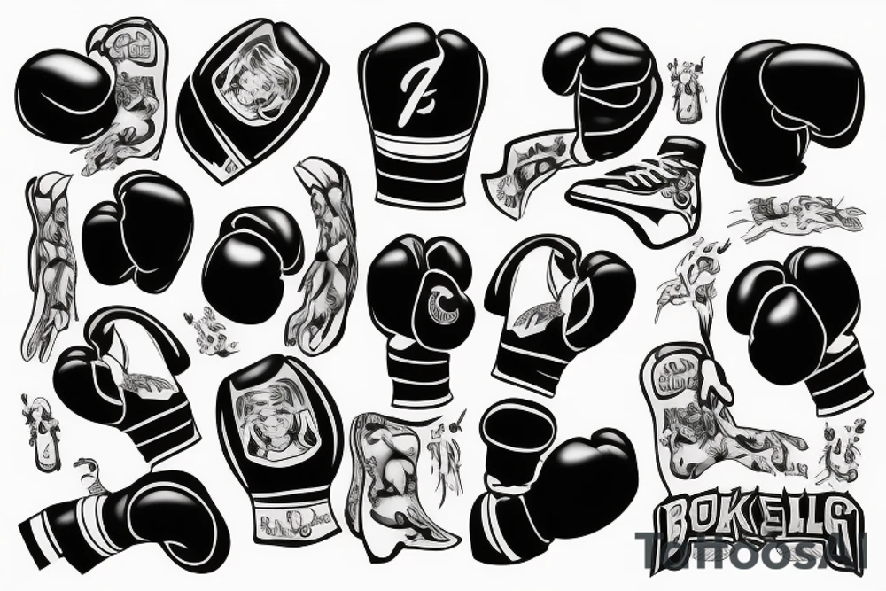 Basketball with boxing gloves tattoo idea