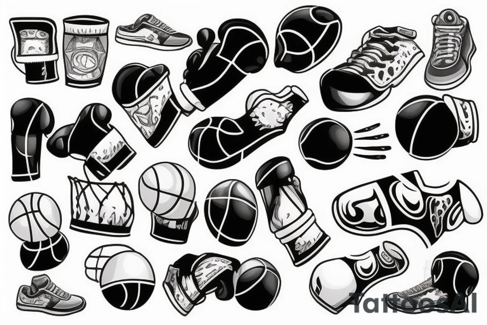 Basketball with boxing gloves tattoo idea