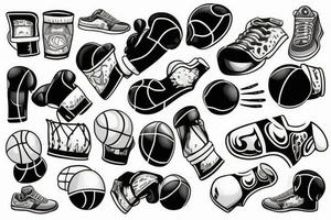 Basketball with boxing gloves tattoo idea