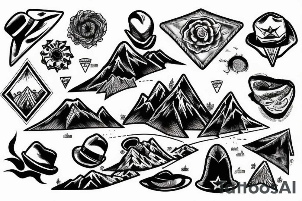 Mountains, rivers, cowboys tattoo idea